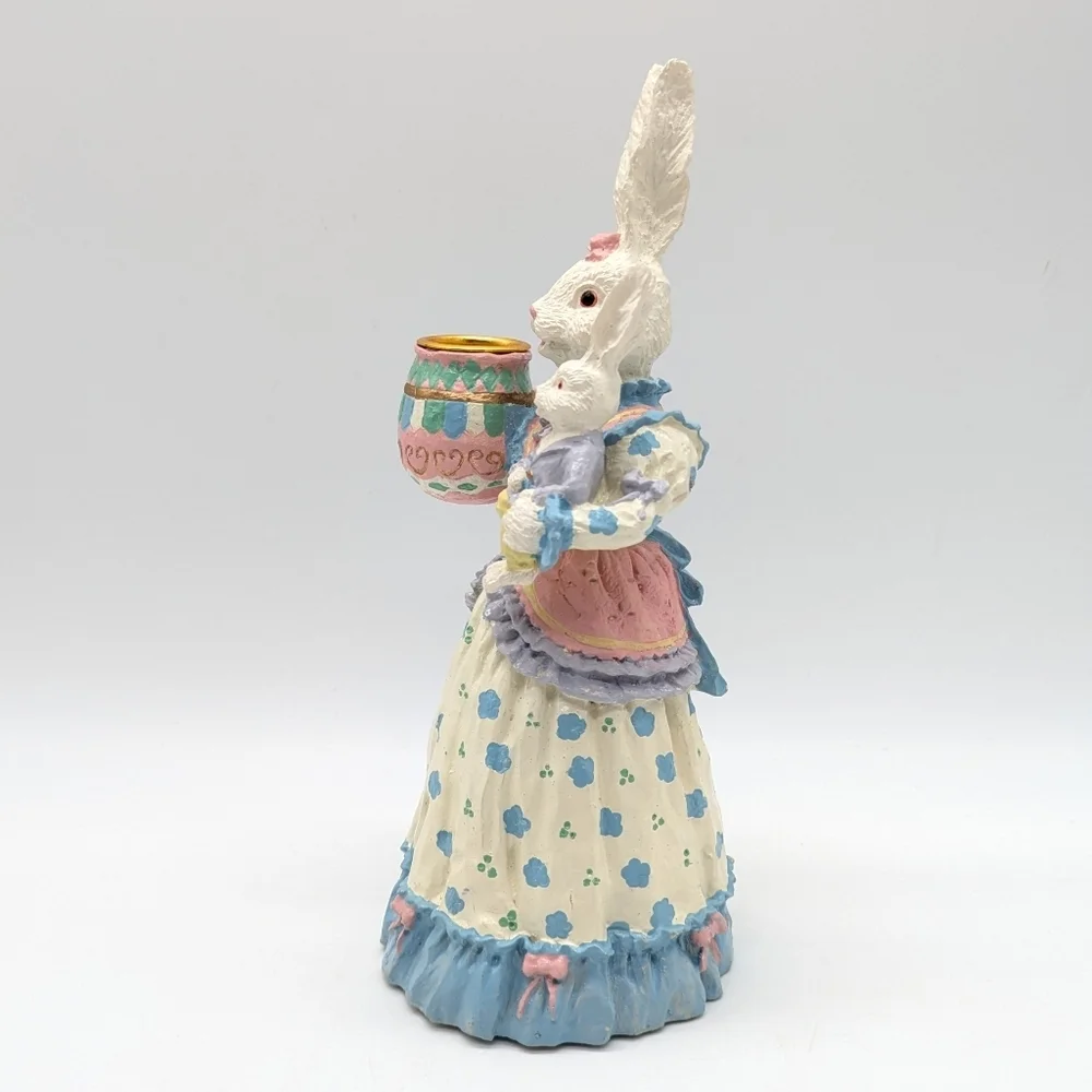Vintage Victorian Mom & Child Bunny Easter Candle Holder